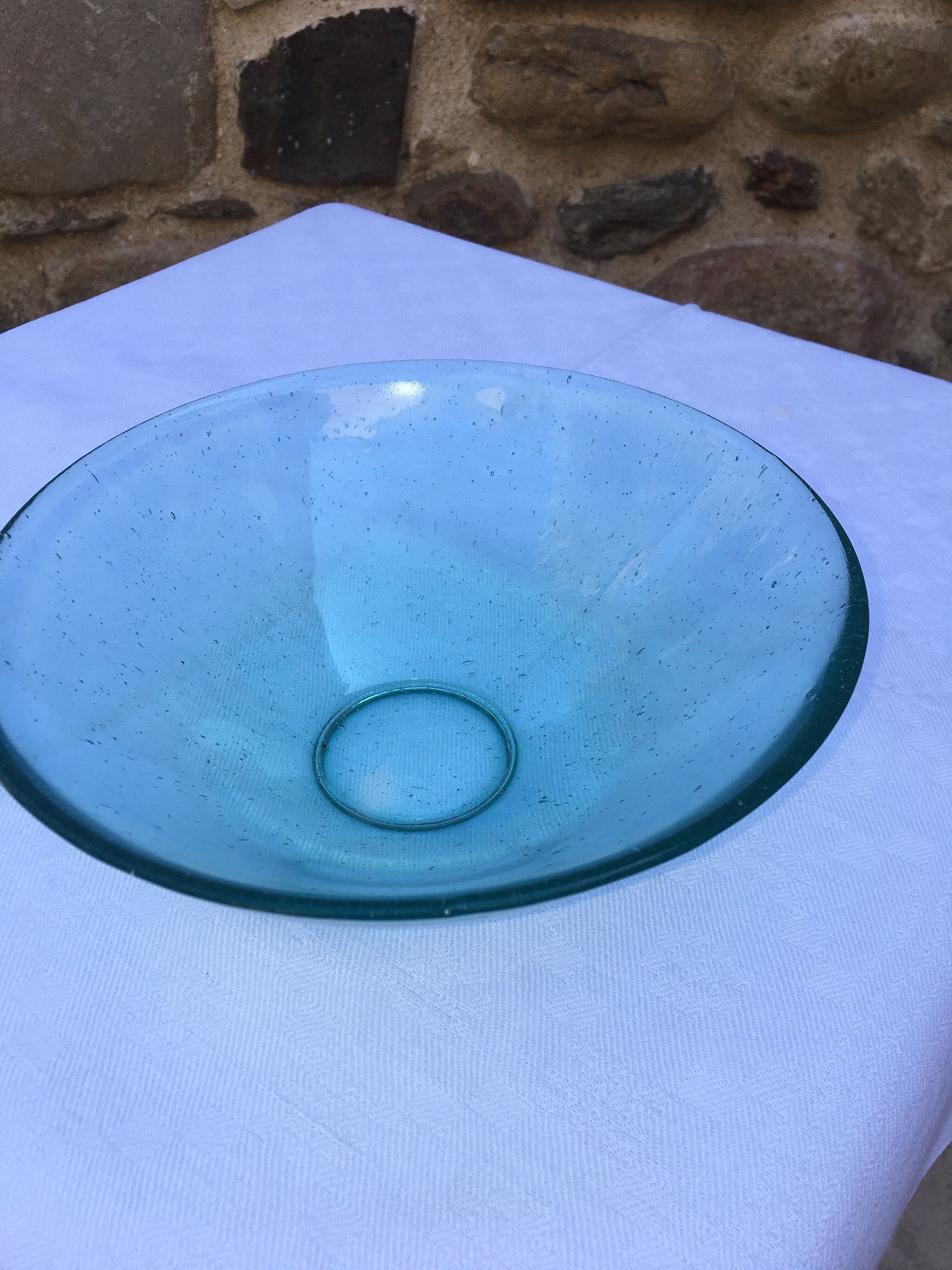 Antique bubbled blown glass salad bowl