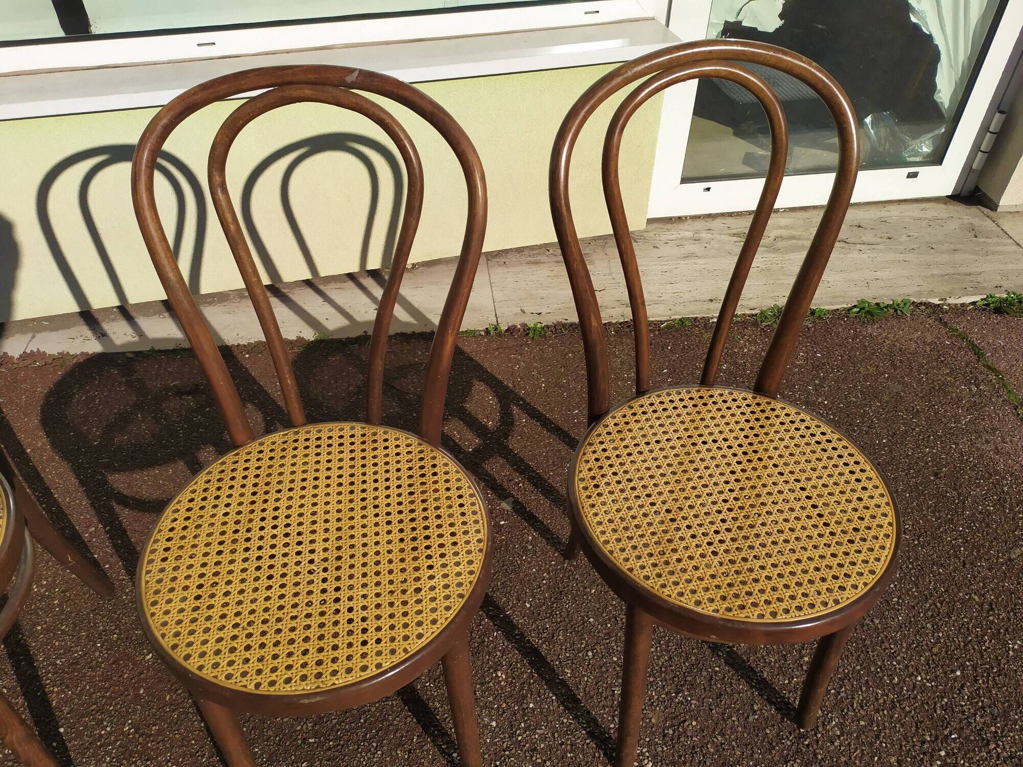 set of 3 wooden canned bistro chair - ZPM RADOMSKO for Thonet