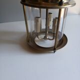 Antique entrance hall lantern - 3 lights - brass & convex glass