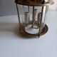 Antique entrance hall lantern - 3 lights - brass & convex glass