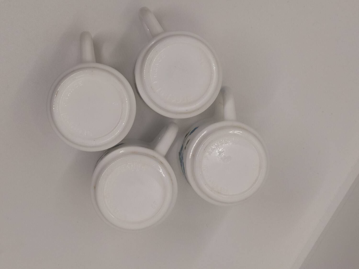 Vintage Arcopal forget-me-not coffee cups