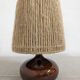 Vintage bedside lamp in enamelled stoneware and jute rope