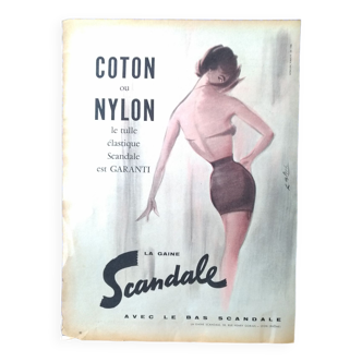 an illustration advertising women's fashion brand Scandale from a period magazine