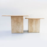Set of 2 vintage travertine coffee tables or side tables