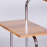 Restored bauhaus writing desk, by andré lurcat, walnut, new polish, czech, 1930s