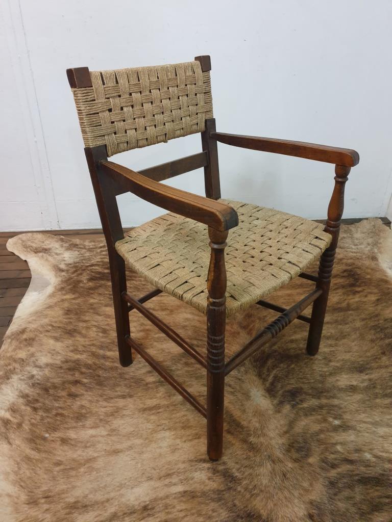 Wood armchair and braided rope