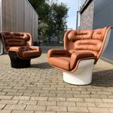 Joe Colombo Elda chair Longhi, Cognac leather in new condition!