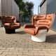 Chaise Joe Colombo Elda Longhi, cuir Cognac à l'état neuf !