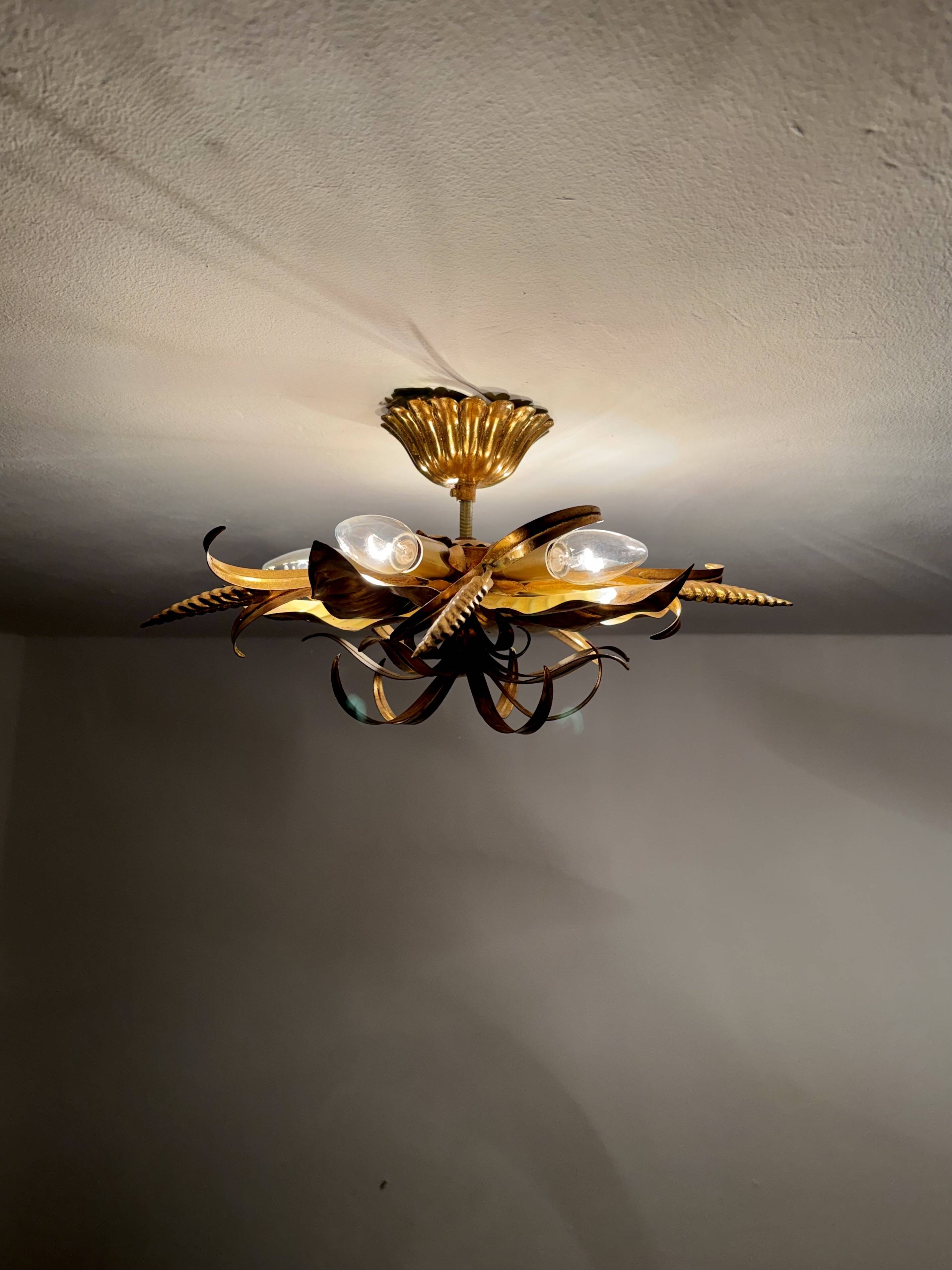 Golden Italian Hollywood Regency Chandelier by Hans Kögl