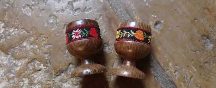 Vintage wooden egg cups