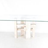 Travertine dining table