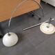 Vintage lamppost arc bamboo chrome and opaline 1970