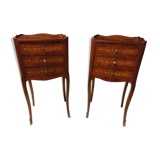 Pair of bedside tables, Louis XVth style and marquetry