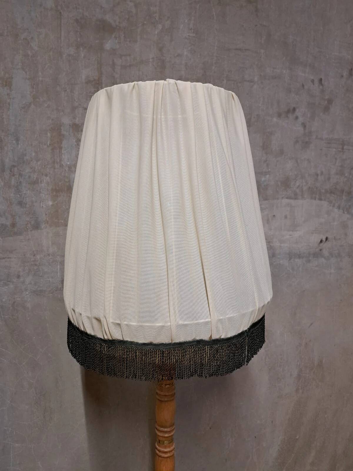 Vintage Wooden Floor Lamp with Pleated Shade, 1970s