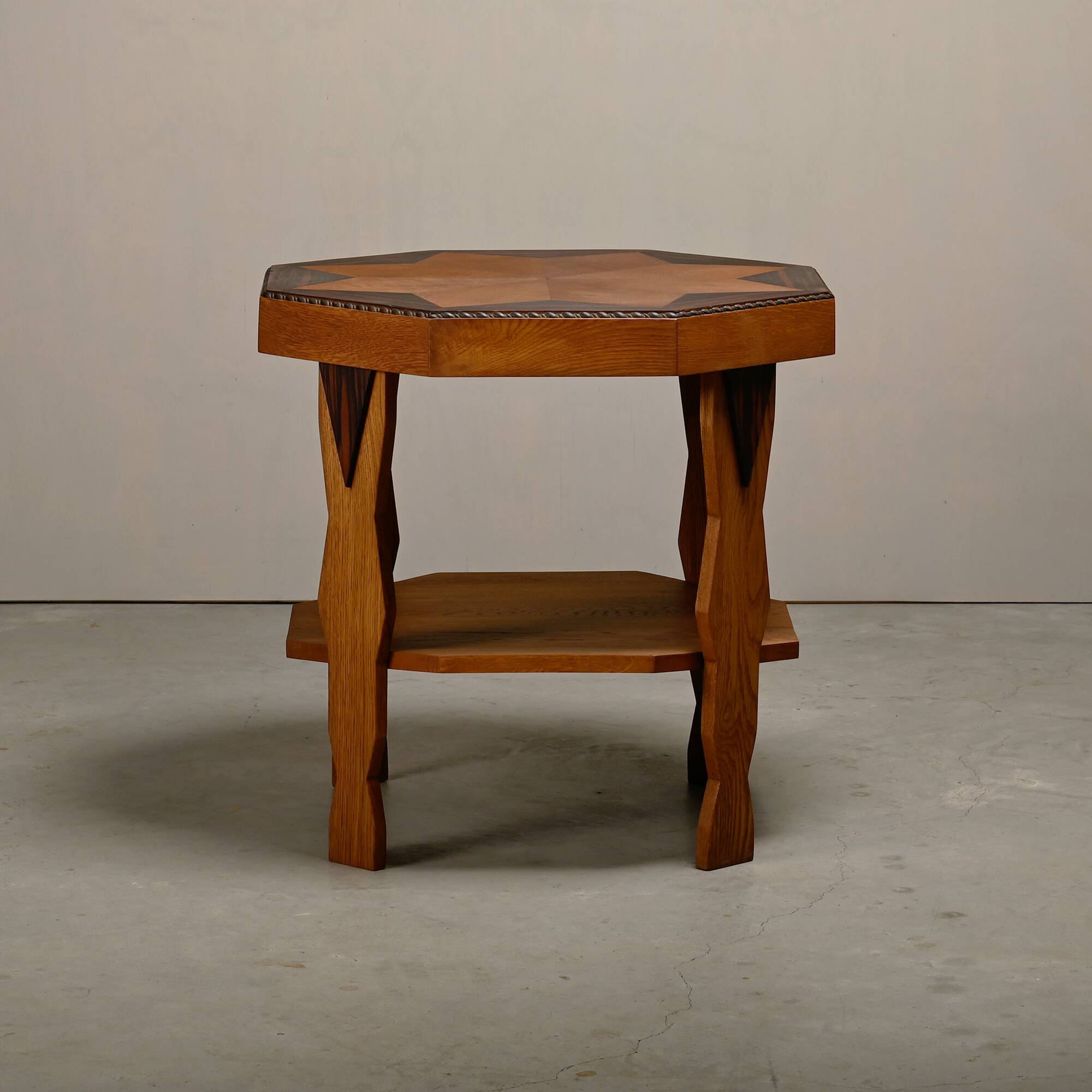 Dutch Art Deco Amsterdam School side table in solid oak, 1930s