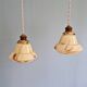 Pair of Art Deco marbled opaline pendant lights, Scailmont (Belgium)