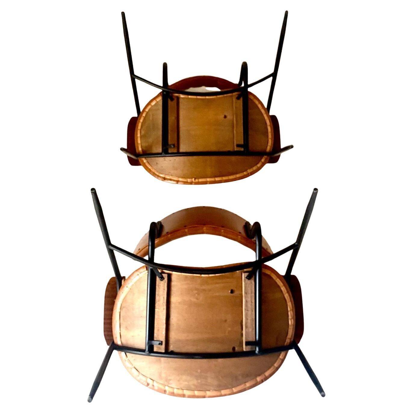 Mid Century Modern Lounge Chairs, set of two, Gastone Rinaldi style, Italy 1960's