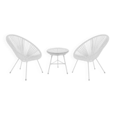 Ensemble 2 Fauteuils + Table plateau verre