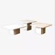 Ensemble de 3 tables basses en travertin de Claude Berraldacci