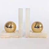 Onyx and Brass Bookends | Modernist Orbs | Art Deco Germany