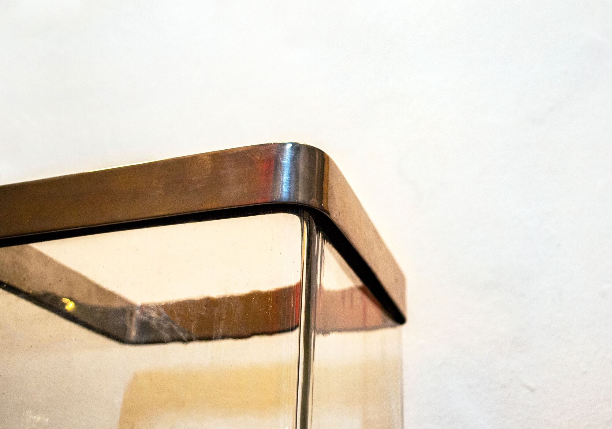 Glass vase with gilded metal frame Italy 70s