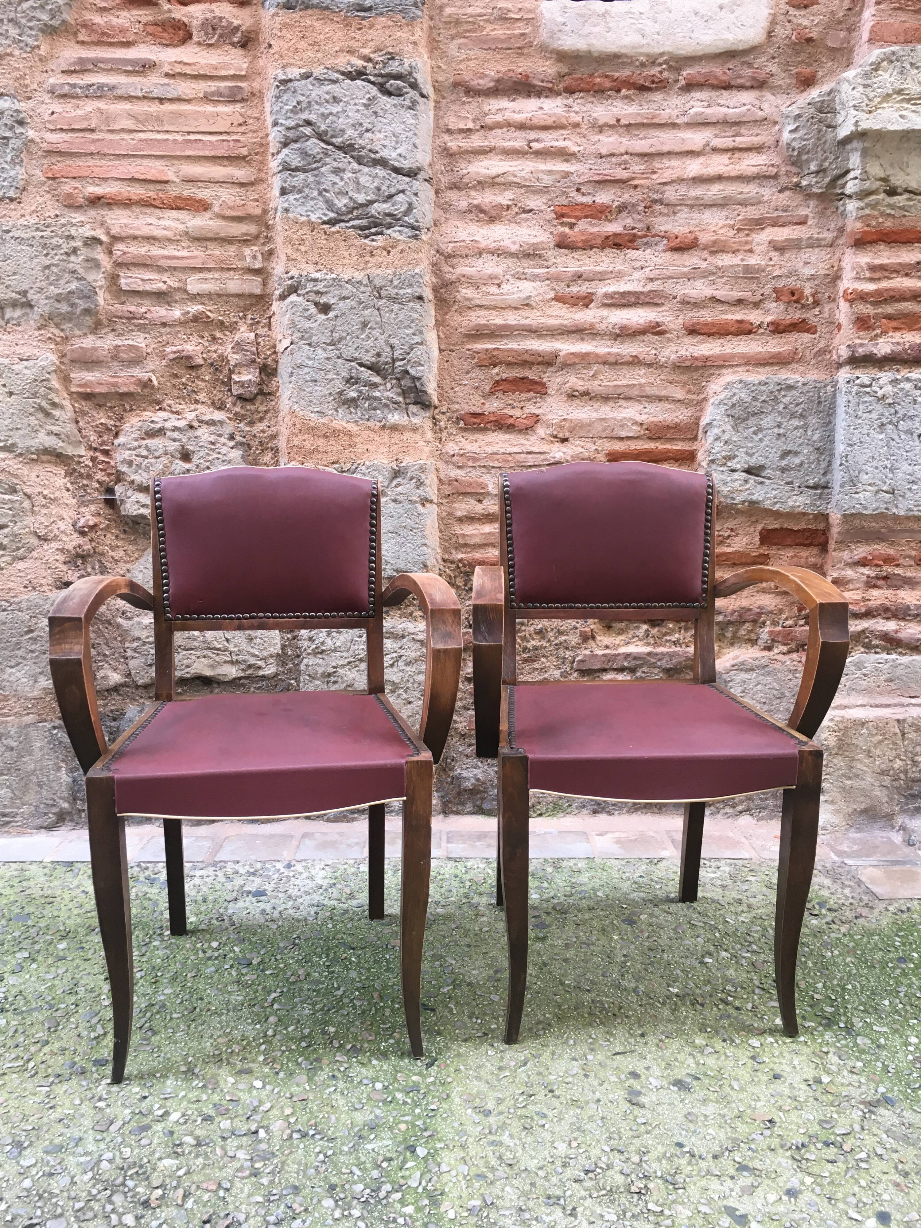 Pair of bridges art deco armchairs