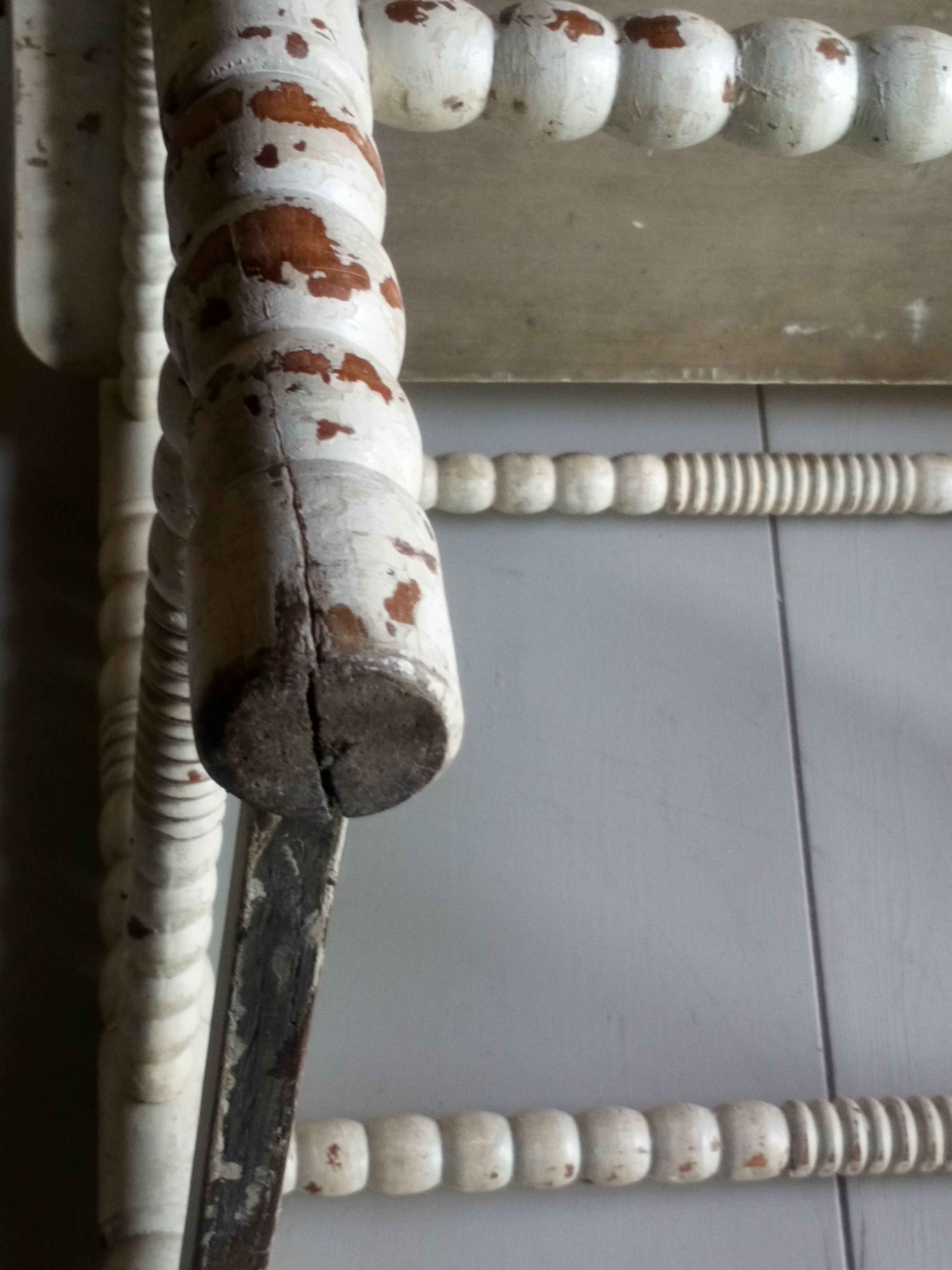 Old wooden sofa-bedside tip turned