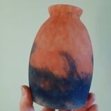 Tulip for chandelier or lamp - Orange blue purple marbled glass - Art Deco