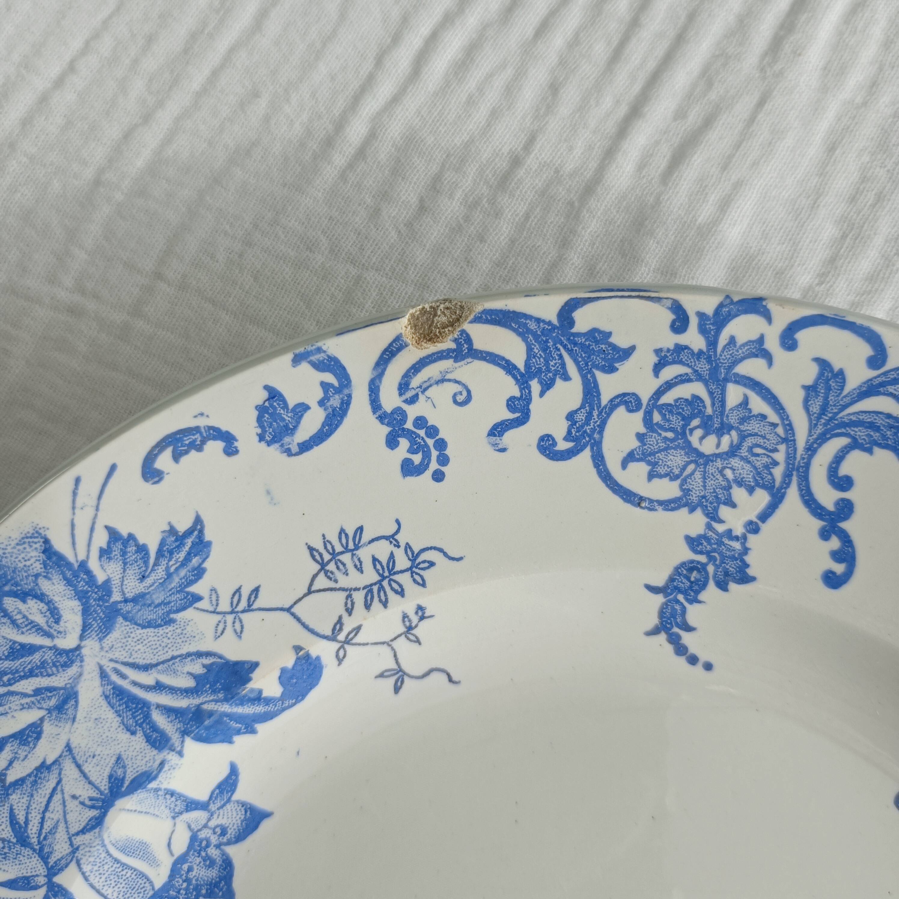 Lot de 6 assiettes semi-creuses terre de fer Saint Amand et Hamage, Campanule