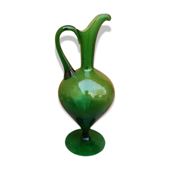Green glass carafe