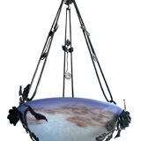 Art Nouveau suspension pâte de verre signed Degué