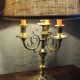Copper candlesticks adapted as bedside lamps, the pair.