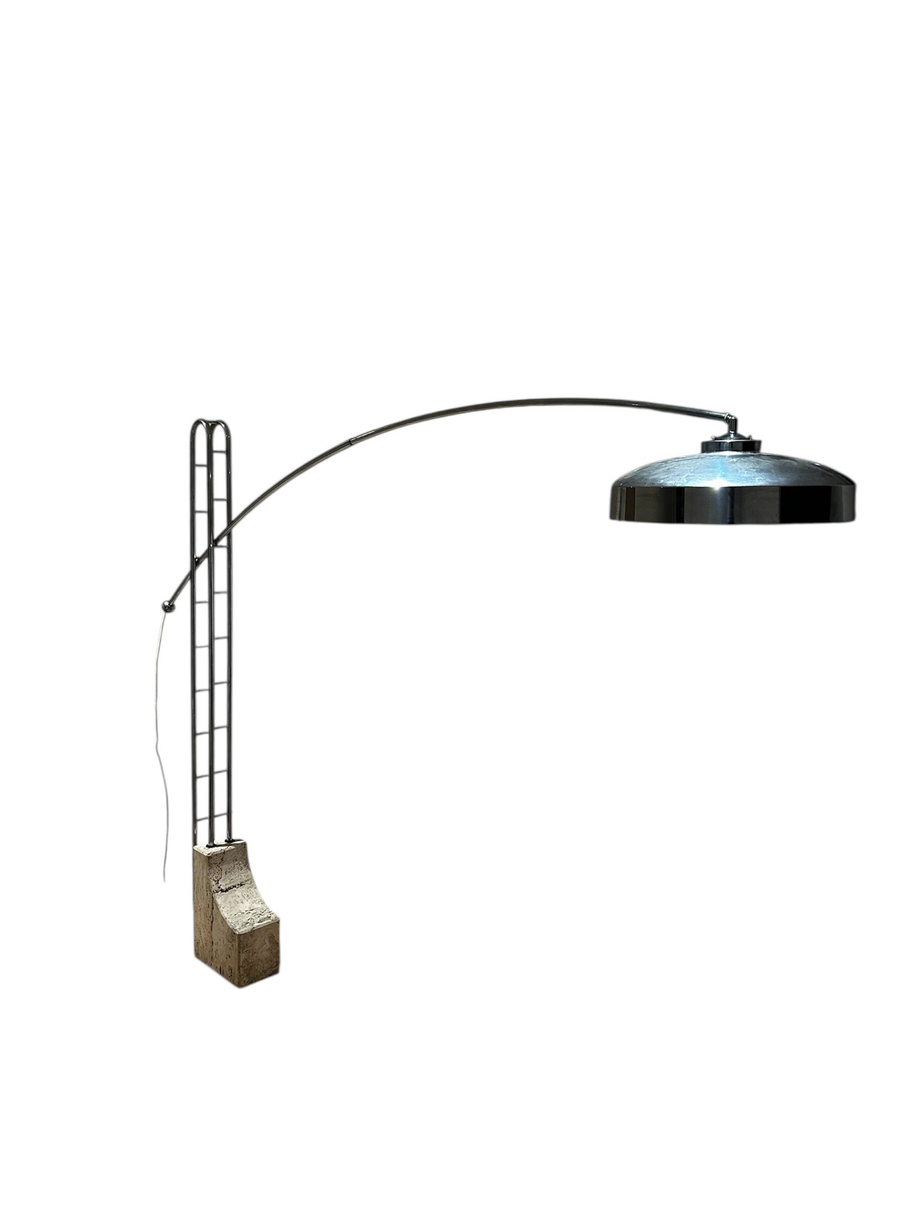 Floor lamp, vintage 1970 in travertine and chrome