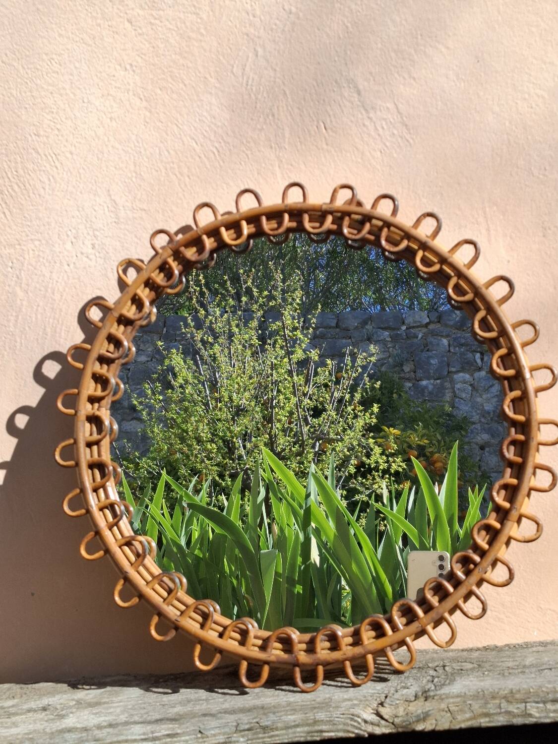 Rattan mirror by Franco Albini