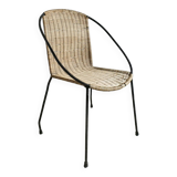 Children's armchair in iron and rattan, vintage