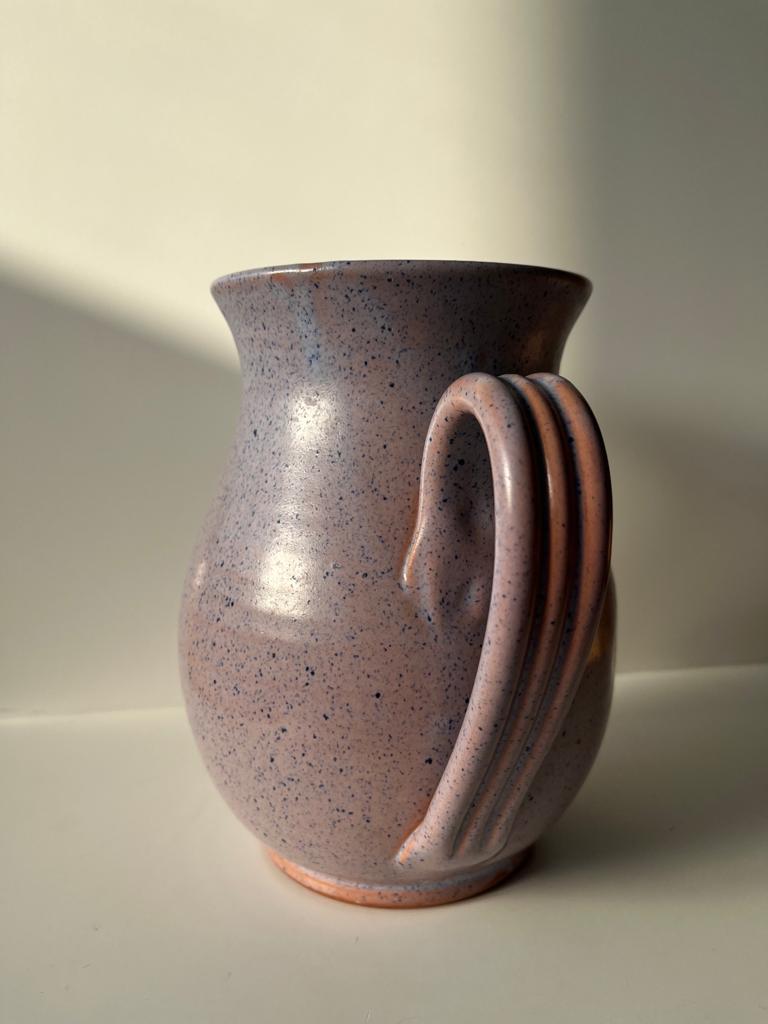 Vintage purple carafe with field flower patterns H:20cm