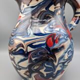 Pitcher broc cruche multicolored coulure in glazed terracotta 2 liters