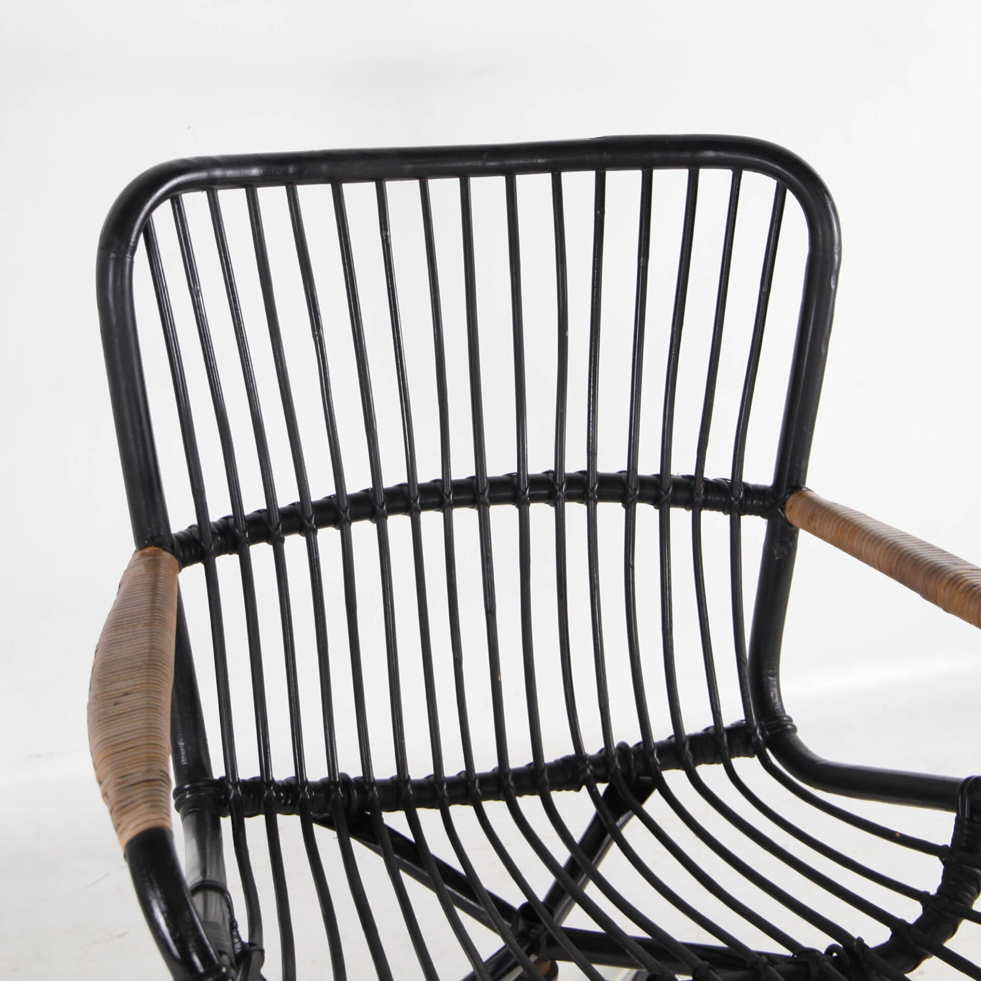 Rattan and chrome armchair