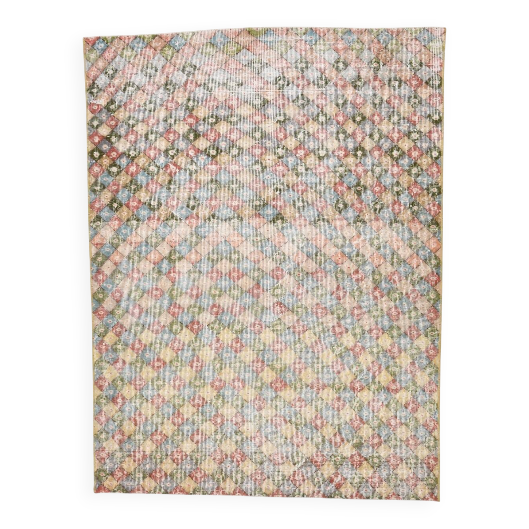 4x6 Vintage Geometric Style Multicolor Vintage Rug, 124x165Cm