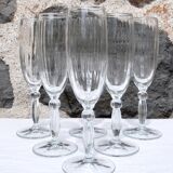 Set of 6 champagne flutes, swirling glass