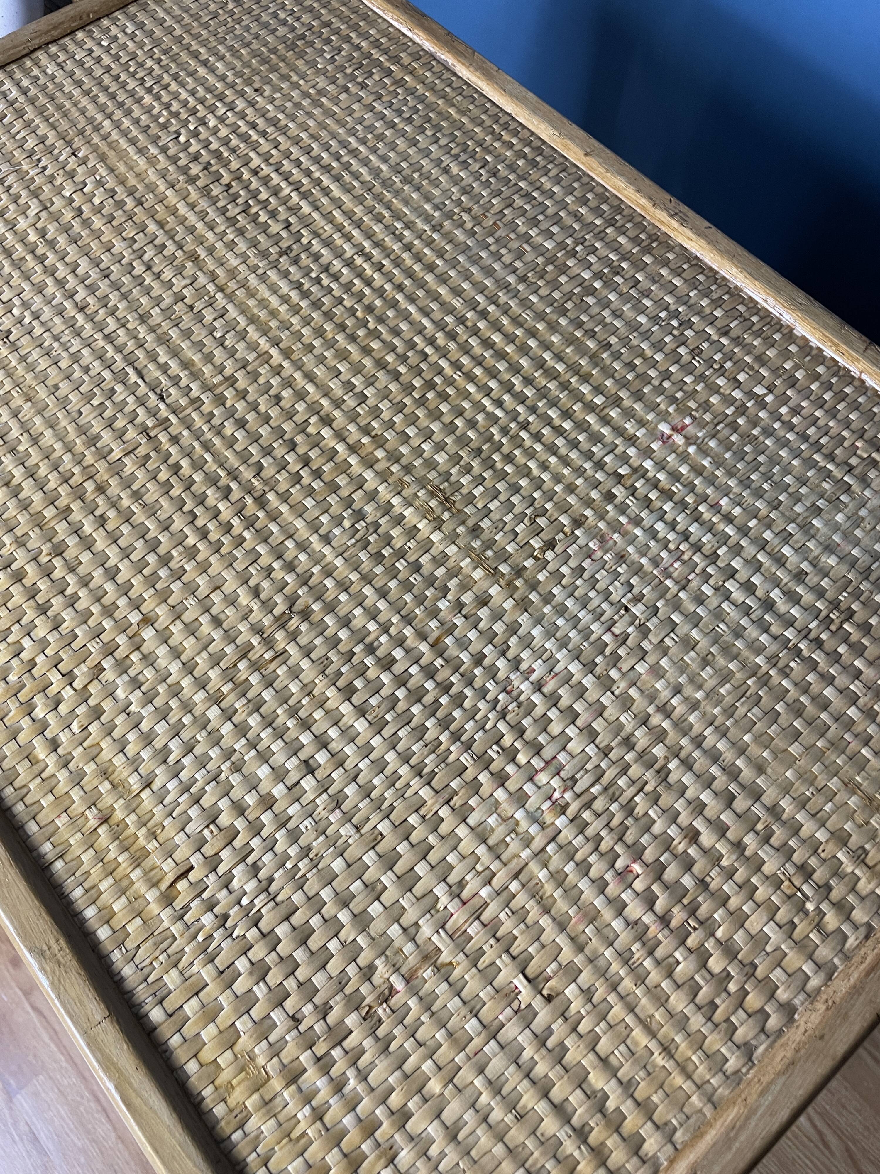 Vintage natural rattan chest of drawers