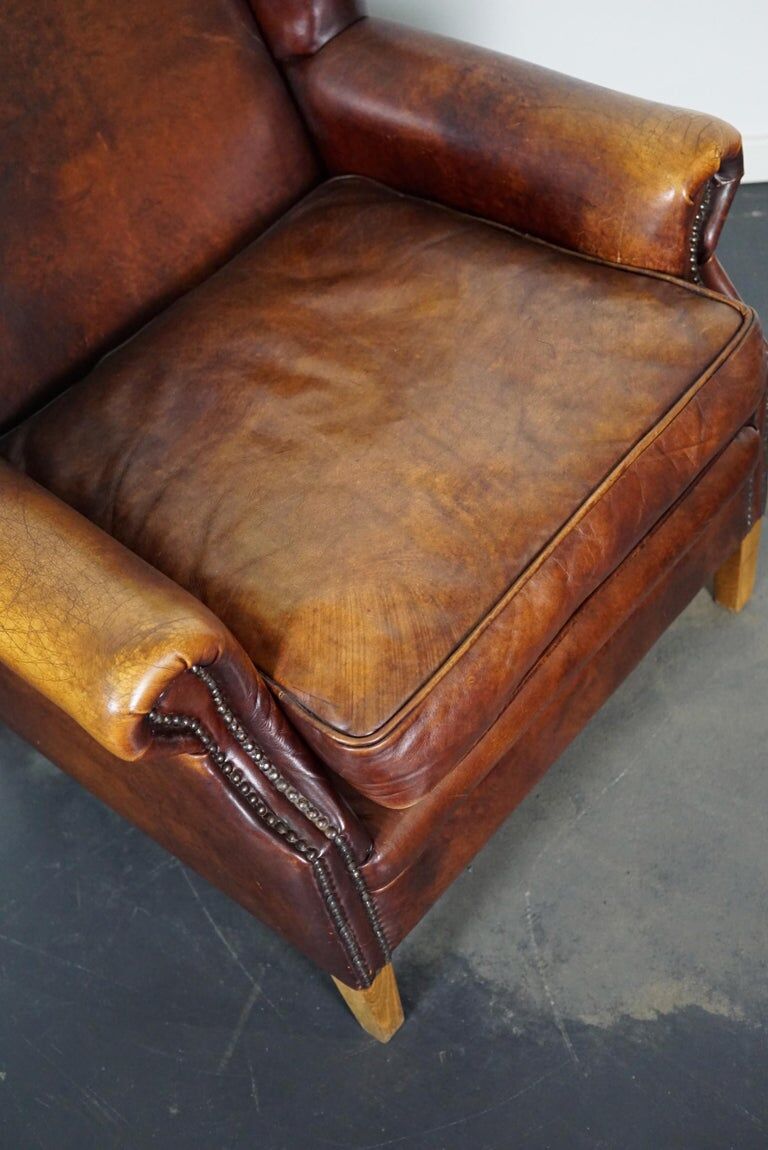 Vintage Dutch leather club armchair