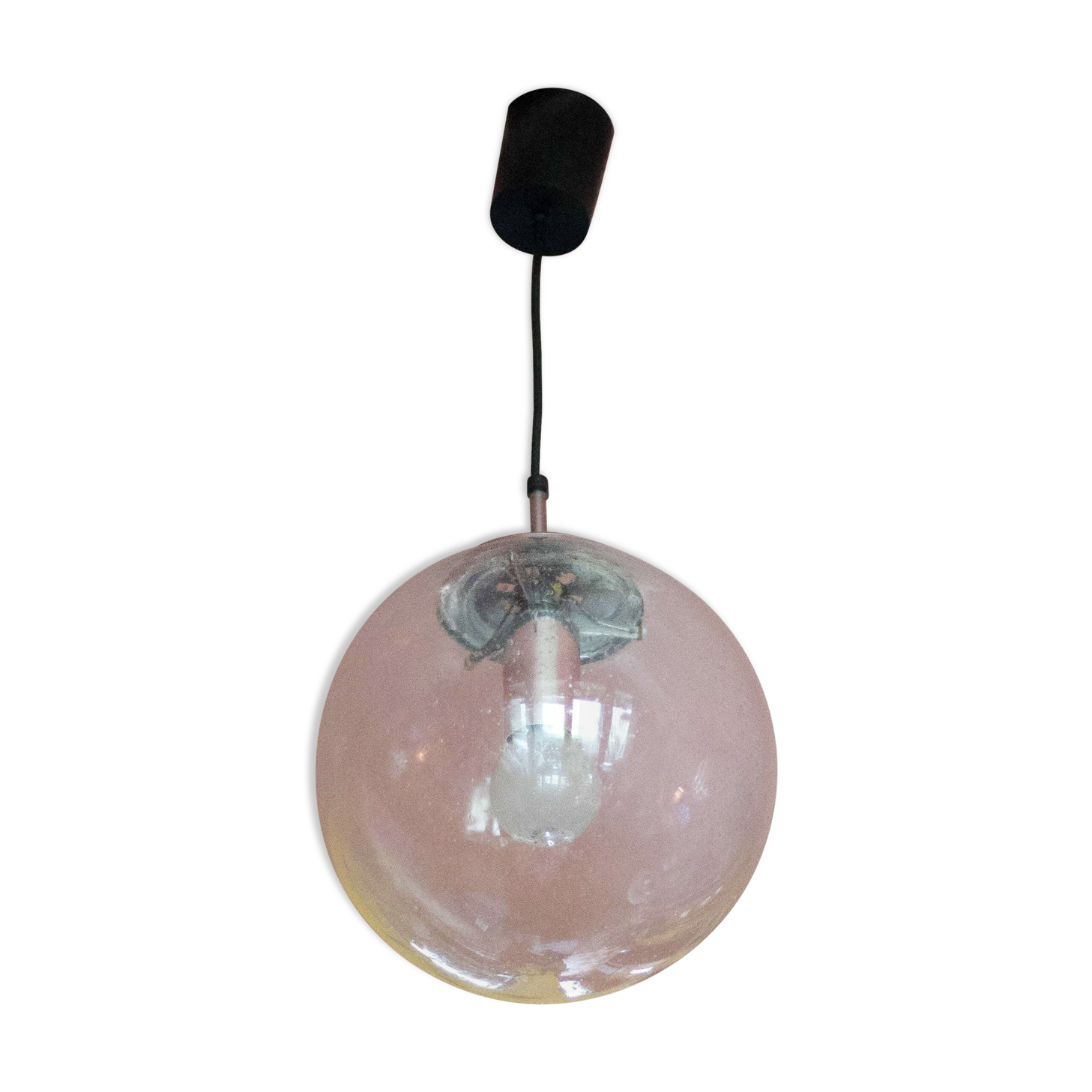 Vintage Glashütte Limburg pendant light, bubbled glass ball, ceiling lamp, ball chandelier