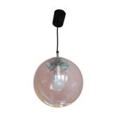 Suspension Glashütte Limburg vintage , boule verre bullé, lampe de plafond, lustre boule