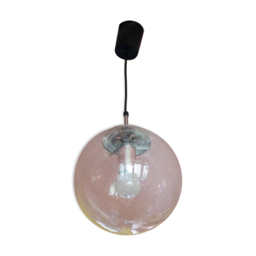 Suspension Glashütte Limburg vintage , boule verre bullé, lampe de plafond, lustre boule