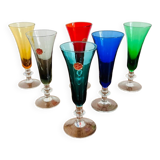 6 colorful Italian champagne flutes from the 50s