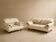 Italian leather buffalo sofa set in ecru – Poltromec Circa 1980
