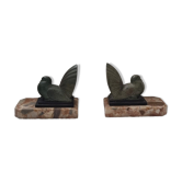 Paire de serre livre art déco sculpture animaliste socle en marbre