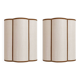 Pair of ecru linen and velvet trim wall lights