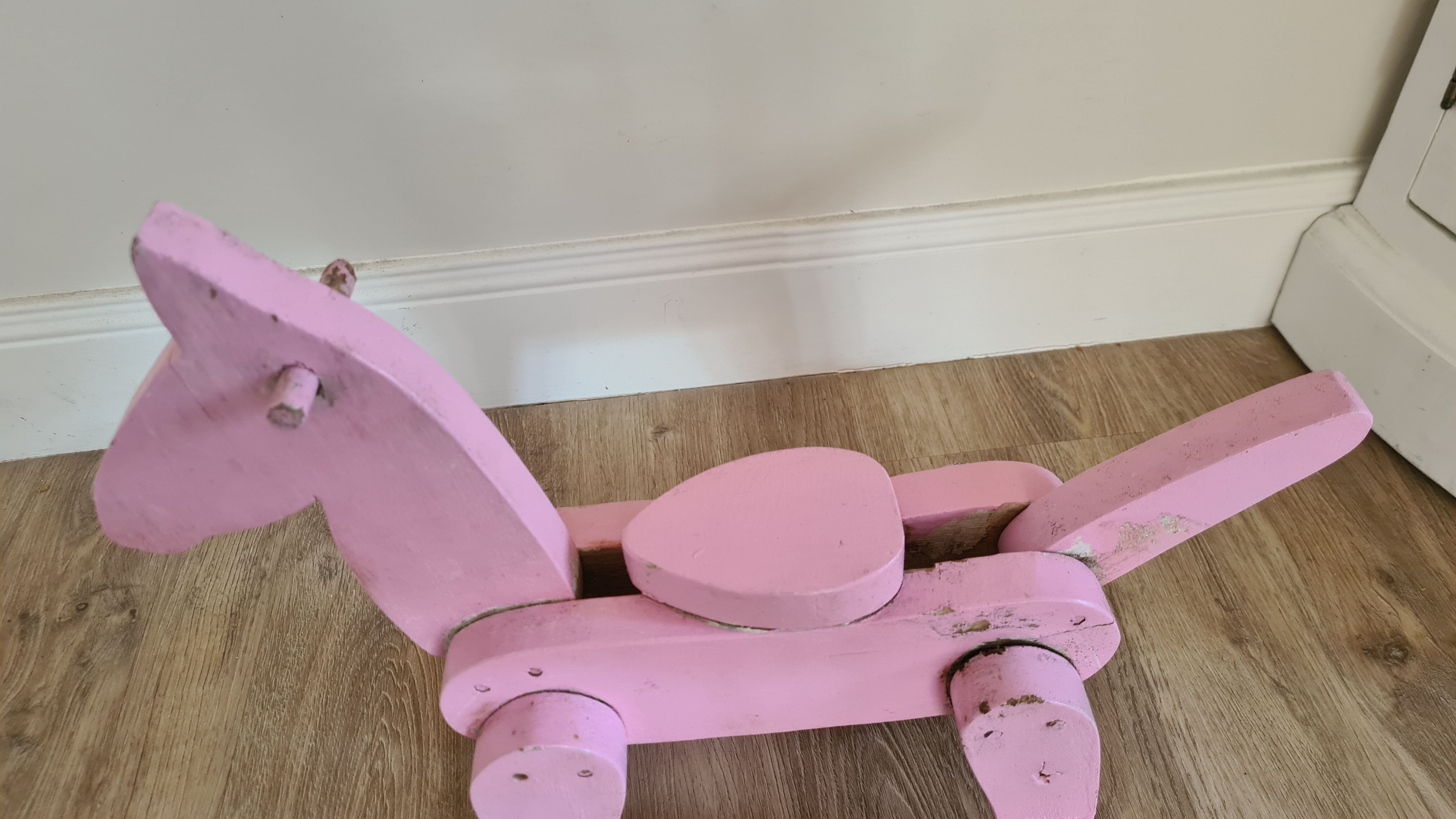 Old mini wooden rocking horse old rose original